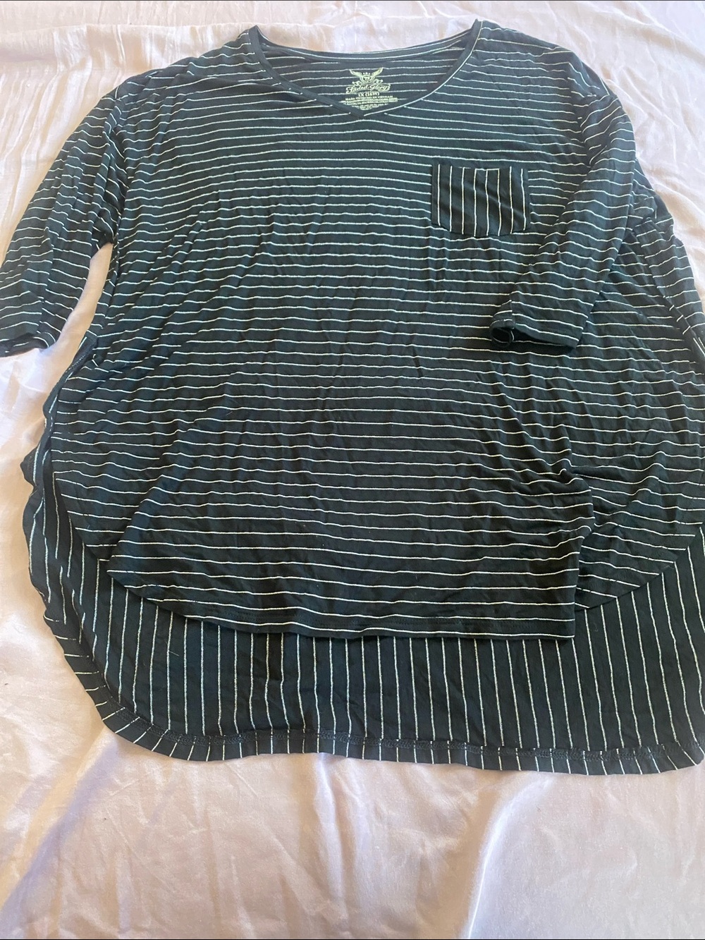 Faded Glory Black and White Striped Pocket Tunic